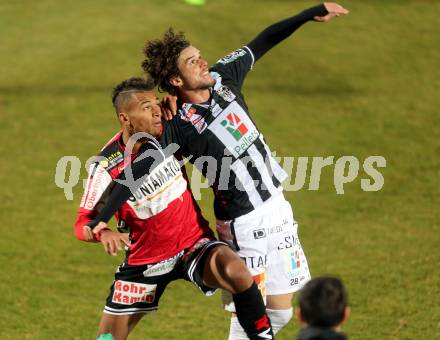 Fussball Bundesliga. RZ Pellets WAC gegen SV Guntamatic Ried.  Thomas Zuendel,  (WAC), Marvin Egho (Ried). Wolfsberg, am 11.2.2017.
Foto: Kuess

---
pressefotos, pressefotografie, kuess, qs, qspictures, sport, bild, bilder, bilddatenbank