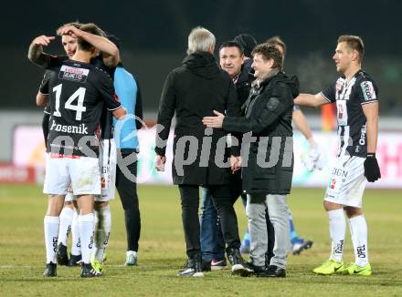 Fussball Bundesliga. RZ Pellets WAC gegen SV Guntamatic Ried.  Jubel WAC, Trainer Heimo Pfeifenberger, Christian Puff, Dietmar Riegler. Wolfsberg, am 11.2.2017.
Foto: Kuess

---
pressefotos, pressefotografie, kuess, qs, qspictures, sport, bild, bilder, bilddatenbank