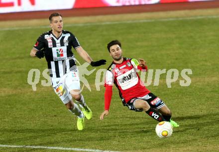 Fussball Bundesliga. RZ Pellets WAC gegen SV Guntamatic Ried. Mario Leitgeb,  (WAC), Dieter Elsneg (Ried). Wolfsberg, am 11.2.2017.
Foto: Kuess

---
pressefotos, pressefotografie, kuess, qs, qspictures, sport, bild, bilder, bilddatenbank