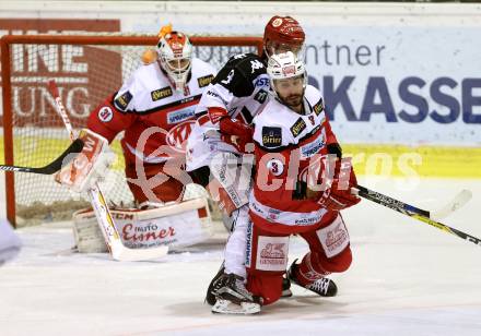 EBEL. Eishockey Bundesliga. KAC gegen 	HC TWK Innsbruck, Die Haie. David Joseph Fischer, David Madlehner,  (KAC), John Lammers (Innsbruck). Klagenfurt, am 17.2.2017.
Foto: Kuess

---
pressefotos, pressefotografie, kuess, qs, qspictures, sport, bild, bilder, bilddatenbank