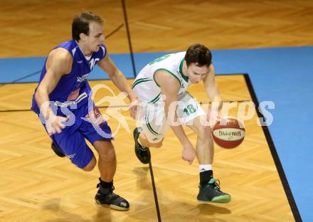 Basketball 2. Bundesliga. GD 17. Runde. KOS Celovec gegen D.C. Timberwolves. Simon Pasterk,  (KOS Celovec), Molih Senyurt (Timberwolves). Klagenfurt, am 18.2.2017.
Foto: Kuess
---
pressefotos, pressefotografie, kuess, qs, qspictures, sport, bild, bilder, bilddatenbank