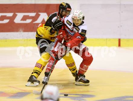 EBEL. Eishockey Bundesliga. KAC gegen 	UPC Vienna Capitals. Manuel Ganahl, (KAC),  Philippe Lakos  (Vienna Capitals). Klagenfurt, am 19.2.2017.
Foto: Kuess

---
pressefotos, pressefotografie, kuess, qs, qspictures, sport, bild, bilder, bilddatenbank