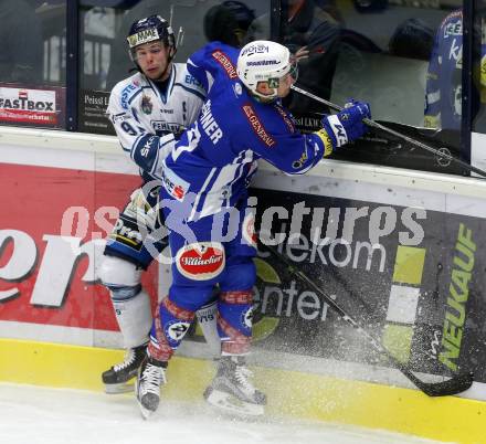 EBEL. Eishockey Bundesliga. VSV gegen	Fehervar AV 19. Dustin Johner,  (VSV),  Christopher Bodo (Alba Volan). Villach, am 21.2.2017.
Foto: Kuess

---
pressefotos, pressefotografie, kuess, qs, qspictures, sport, bild, bilder, bilddatenbank