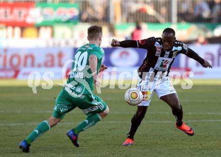 Fussball Bundesliga. RZ Pellets WAC gegen SK Rapid Wien.  Dever Aksem Orgill,  (WAC), Louis Schaub (Rapid). Wolfsberg, am 11.2.2017.
Foto: Kuess

---
pressefotos, pressefotografie, kuess, qs, qspictures, sport, bild, bilder, bilddatenbank