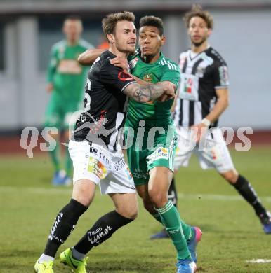 Fussball Bundesliga. RZ Pellets WAC gegen SK Rapid Wien. Michael Sollbauer,  (WAC), Apolinaro De Lira Joelinton Cassio (Rapid). Wolfsberg, am 11.2.2017.
Foto: Kuess

---
pressefotos, pressefotografie, kuess, qs, qspictures, sport, bild, bilder, bilddatenbank