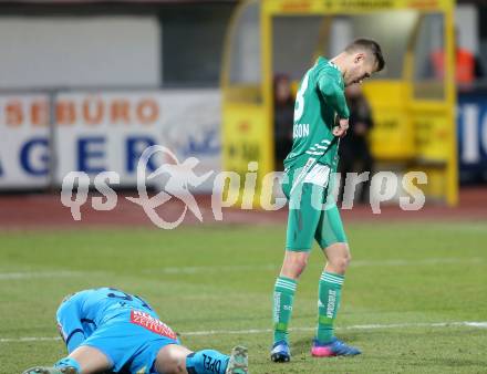 Fussball Bundesliga. RZ Pellets WAC gegen SK Rapid Wien. Alexander Kofler,  (WAC), Giorgi Kvilitaia (Rapid). Wolfsberg, am 11.2.2017.
Foto: Kuess

---
pressefotos, pressefotografie, kuess, qs, qspictures, sport, bild, bilder, bilddatenbank