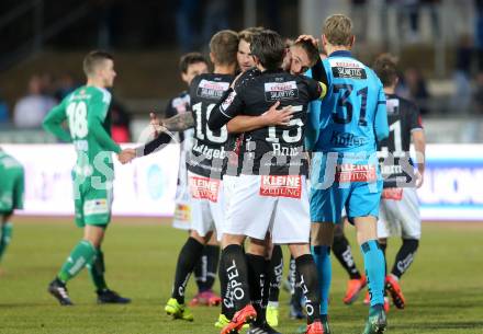 Fussball Bundesliga. RZ Pellets WAC gegen SK Rapid Wien. Jubel  (WAC). Wolfsberg, am 11.2.2017.
Foto: Kuess

---
pressefotos, pressefotografie, kuess, qs, qspictures, sport, bild, bilder, bilddatenbank