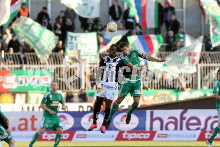 Fussball Bundesliga. RZ Pellets WAC gegen SK Rapid Wien. Dever Aksem Orgill, (WAC), Stefan Schwab  (Rapid). Wolfsberg, am 11.2.2017.
Foto: Kuess

---
pressefotos, pressefotografie, kuess, qs, qspictures, sport, bild, bilder, bilddatenbank