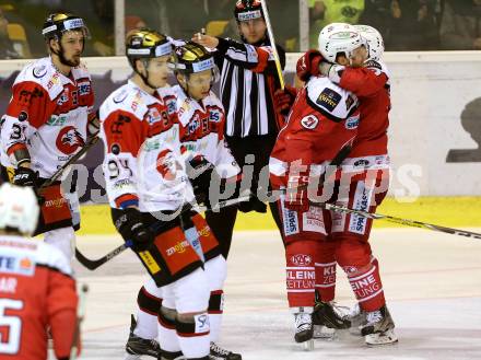 EBEL. Eishockey Bundesliga. KAC gegen 	HC Orli Znojmo. Torjubel Manuel Geier, Kevin Kapstad (KAC). Klagenfurt, am 26.2.2017.
Foto: Kuess

---
pressefotos, pressefotografie, kuess, qs, qspictures, sport, bild, bilder, bilddatenbank