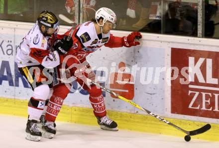 EBEL. Eishockey Bundesliga. KAC gegen 	HC Orli Znojmo. Thomas Hundertpfund,  (KAC),  Teddy Da Costa (Znojmo). Klagenfurt, am 26.2.2017.
Foto: Kuess

---
pressefotos, pressefotografie, kuess, qs, qspictures, sport, bild, bilder, bilddatenbank