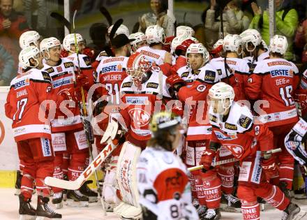 EBEL. Eishockey Bundesliga. KAC gegen 	HC Orli Znojmo. Jubel  (KAC). Klagenfurt, am 26.2.2017.
Foto: Kuess

---
pressefotos, pressefotografie, kuess, qs, qspictures, sport, bild, bilder, bilddatenbank