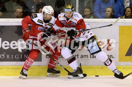 EBEL. Eishockey Bundesliga. KAC gegen 	HC Orli Znojmo. Mitja Robar, (KAC),   Marek Biro (Znojmo). Klagenfurt, am 3.3.2017.
Foto: Kuess

---
pressefotos, pressefotografie, kuess, qs, qspictures, sport, bild, bilder, bilddatenbank