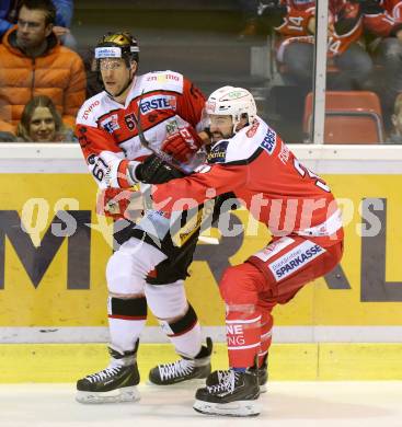 EBEL. Eishockey Bundesliga. KAC gegen 	HC Orli Znojmo. David Joseph Fischer,  (KAC), Andre Lakos  (Znojmo). Klagenfurt, am 3.3.2017.
Foto: Kuess

---
pressefotos, pressefotografie, kuess, qs, qspictures, sport, bild, bilder, bilddatenbank