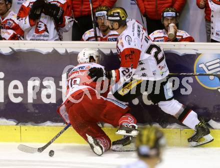 EBEL. Eishockey Bundesliga. KAC gegen 	HC Orli Znojmo. Patrick Harand, (KAC), Marek Biro  (Znojmo). Klagenfurt, am 3.3.2017.
Foto: Kuess

---
pressefotos, pressefotografie, kuess, qs, qspictures, sport, bild, bilder, bilddatenbank