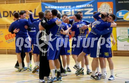 Handball HLA. SC Kelag Ferlach gegen HC Linz AG.  Jubel Linz. Ferlach, am 11.3.2017.
Foto: Kuess
---
pressefotos, pressefotografie, kuess, qs, qspictures, sport, bild, bilder, bilddatenbank