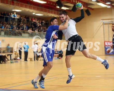 Handball HLA. SC Kelag Ferlach gegen HC Linz AG. Nemanja Malovic (Ferlach), Luka Kikanovic (Linz). Ferlach, am 11.3.2017.
Foto: Kuess
---
pressefotos, pressefotografie, kuess, qs, qspictures, sport, bild, bilder, bilddatenbank