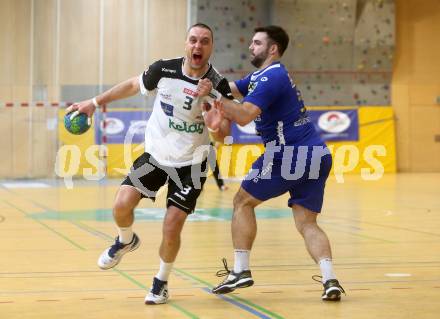 Handball HLA. SC Kelag Ferlach gegen HC Linz AG. Risto Arnaudovski, (Ferlach), Julius Hoflehner (Linz). Ferlach, am 11.3.2017.
Foto: Kuess
---
pressefotos, pressefotografie, kuess, qs, qspictures, sport, bild, bilder, bilddatenbank