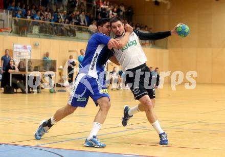 Handball HLA. SC Kelag Ferlach gegen HC Linz AG. Nemanja Malovic (Ferlach), Luka Kikanovic (Linz). Ferlach, am 11.3.2017.
Foto: Kuess
---
pressefotos, pressefotografie, kuess, qs, qspictures, sport, bild, bilder, bilddatenbank