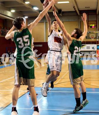 Basketball 2. Bundesliga. GD 20. Runde. Woerthersee Piraten gegen Dornbirn Lions. Volkan Oezdemir,  (Piraten),  Luka Brajkovic, Dodig Igor (Dornbirn). Klagenfurt, am 11.3.2017.
Foto: Kuess
---
pressefotos, pressefotografie, kuess, qs, qspictures, sport, bild, bilder, bilddatenbank