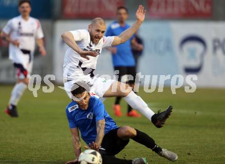 Fussball Kaerntner Liga. SAK gegen ASV. Christian Dlopst, (SAK), Marco Leininger  (ASV). Klagenfurt, am 24.3.2017.
Foto: Kuess
---
pressefotos, pressefotografie, kuess, qs, qspictures, sport, bild, bilder, bilddatenbank