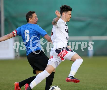 Fussball Kaerntner Liga. SAK gegen ASV. Philipp Diex,  (SAK), Stefan Dollinger (ASV). Klagenfurt, am 24.3.2017.
Foto: Kuess
---
pressefotos, pressefotografie, kuess, qs, qspictures, sport, bild, bilder, bilddatenbank