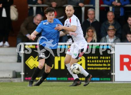 Fussball Kaerntner Liga. SAK gegen ASV. Christian Dlopst,  (SAK), Philipp Matthias Gaggl (ASV). Klagenfurt, am 24.3.2017.
Foto: Kuess
---
pressefotos, pressefotografie, kuess, qs, qspictures, sport, bild, bilder, bilddatenbank