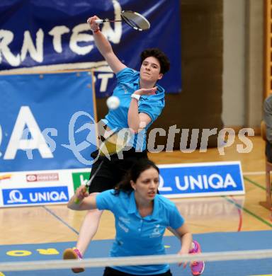 Badminton 2. Bundesliga. ASKOE Kelag Kaernten gegen BC Feldkirch.  Atanaska Yurieva Spasova, Jenny Ertl (Kaernten). Klagenfurt, am 25.3.2017.
Foto: Kuess
---
pressefotos, pressefotografie, kuess, qs, qspictures, sport, bild, bilder, bilddatenbank