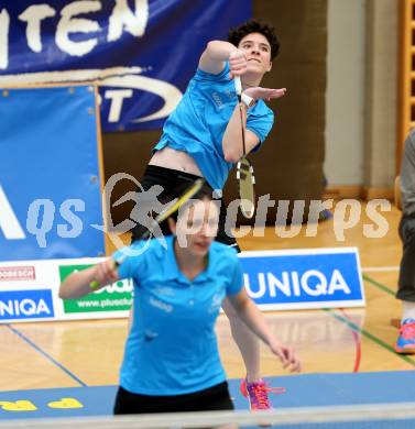 Badminton 2. Bundesliga. ASKOE Kelag Kaernten gegen BC Feldkirch.  Atanaska Yurieva Spasova, Jenny Ertl (Kaernten). Klagenfurt, am 25.3.2017.
Foto: Kuess
---
pressefotos, pressefotografie, kuess, qs, qspictures, sport, bild, bilder, bilddatenbank