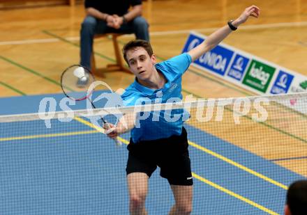 Badminton 2. Bundesliga. ASKOE Kelag Kaernten gegen BC Feldkirch.  Philip Birker (Kaernten). Klagenfurt, am 25.3.2017.
Foto: Kuess
---
pressefotos, pressefotografie, kuess, qs, qspictures, sport, bild, bilder, bilddatenbank