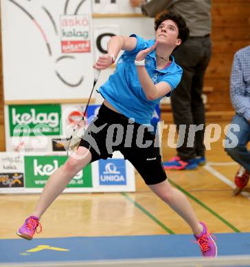 Badminton 2. Bundesliga. ASKOE Kelag Kaernten gegen BC Feldkirch.  Jenny Ertl (Kaernten). Klagenfurt, am 25.3.2017.
Foto: Kuess
---
pressefotos, pressefotografie, kuess, qs, qspictures, sport, bild, bilder, bilddatenbank