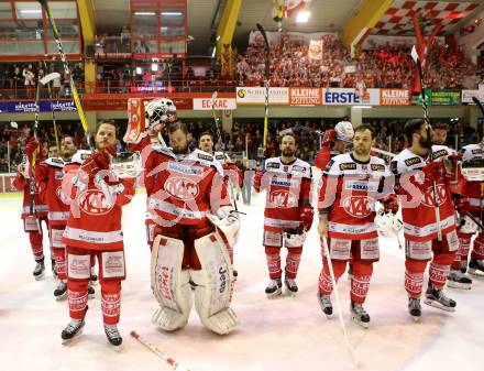 EBEL. Eishockey Bundesliga. KAC gegen 	EC Red Bull Salzburg. Jubel KAC. Klagenfurt, am 26.3.2017.
Foto: Kuess

---
pressefotos, pressefotografie, kuess, qs, qspictures, sport, bild, bilder, bilddatenbank