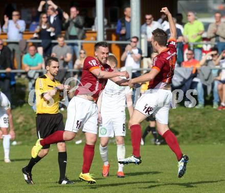 Fussball. Unterliga West. Ludmannsdorf gegen Rosegg. Torjubel Patrick Quantschnig (Ludmannsdorf). Ludmannsdorf, 2. 4. 2017.
Fotos: Kuess
---
pressefotos, pressefotografie, kuess, qs, qspictures, sport, bild, bilder, bilddatenbank