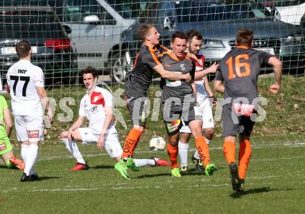 Fussball Kaerntner Liga. Maria Saal  gegen WAC Amateure. Torjubel Raimund Valtiner, Alexander Hofer, Florian Manfred Schatz (WAC). Klagenfurt, am 1.4.2017.
Foto: Kuess
---
pressefotos, pressefotografie, kuess, qs, qspictures, sport, bild, bilder, bilddatenbank