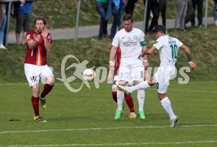 Fussball. Unterliga West. Ludmannsdorf gegen Rosegg. Stefan Kalt (Ludmannsdorf),  Marc Robert Sand , Sandro Michael Ebner (Rosegg). Ludmannsdorf, 2. 4. 2017.
Fotos: Kuess
---
pressefotos, pressefotografie, kuess, qs, qspictures, sport, bild, bilder, bilddatenbank