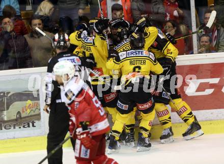 EBEL. Eishockey Bundesliga. KAC gegen 	UPC Vienna Capitals. Torjubel Vienna Capitals). Klagenfurt, am 2.4.2017.
Foto: Kuess

---
pressefotos, pressefotografie, kuess, qs, qspictures, sport, bild, bilder, bilddatenbank