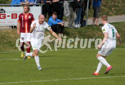 Fussball. Unterliga West. Ludmannsdorf gegen Rosegg. Torjubel Daniel Oswald  (Rosegg). Ludmannsdorf, 2. 4. 2017.
Fotos: Kuess
---
pressefotos, pressefotografie, kuess, qs, qspictures, sport, bild, bilder, bilddatenbank