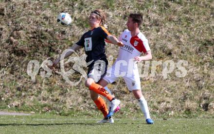 Fussball Kaerntner Liga. Maria Saal  gegen WAC Amateure. Christof Reichmann (Maria Saal), Marcel Holzer (WAC). Klagenfurt, am 1.4.2017.
Foto: Kuess
---
pressefotos, pressefotografie, kuess, qs, qspictures, sport, bild, bilder, bilddatenbank