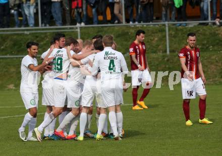 Fussball. Unterliga West. Ludmannsdorf gegen Rosegg. Torjubel Daniel Oswald (Rosegg). Ludmannsdorf, 2. 4. 2017.
Fotos: Kuess
---
pressefotos, pressefotografie, kuess, qs, qspictures, sport, bild, bilder, bilddatenbank