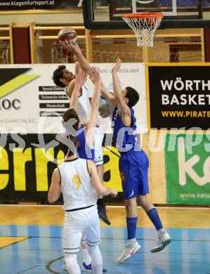 Basketball 2. Bundesliga. GD 22. Runde. Woerthersee Piraten gegen Timberwolves. Gspandl Daniel, Gspandl Christof (Piraten), David RADOS,  	Philipp DÂ´ANGELO (Timberwolves). Klagenfurt, am 1.4.2017.
Foto: Kuess
---
pressefotos, pressefotografie, kuess, qs, qspictures, sport, bild, bilder, bilddatenbank