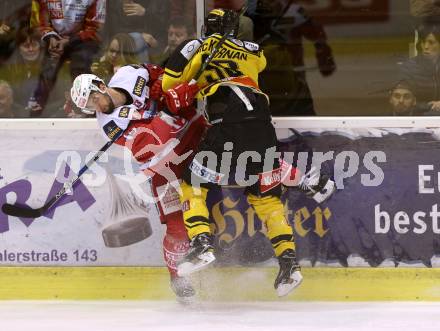 EBEL. Eishockey Bundesliga. KAC gegen 	UPC Vienna Capitals. Ziga Pance, (KAC), Ryan Connor McKiernan   (Vienna Capitals). Klagenfurt, am 7.4.2017.
Foto: Kuess

---
pressefotos, pressefotografie, kuess, qs, qspictures, sport, bild, bilder, bilddatenbank