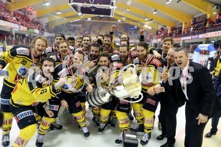 EBEL. Eishockey Bundesliga. KAC gegen 	UPC Vienna Capitals. Meisterjubel   (Vienna Capitals). Klagenfurt, am 7.4.2017.
Foto: Kuess

---
pressefotos, pressefotografie, kuess, qs, qspictures, sport, bild, bilder, bilddatenbank