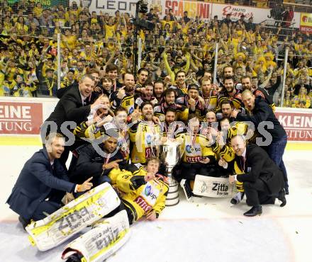 EBEL. Eishockey Bundesliga. KAC gegen 	UPC Vienna Capitals. Meisterjubel   (Vienna Capitals). Klagenfurt, am 7.4.2017.
Foto: Kuess

---
pressefotos, pressefotografie, kuess, qs, qspictures, sport, bild, bilder, bilddatenbank