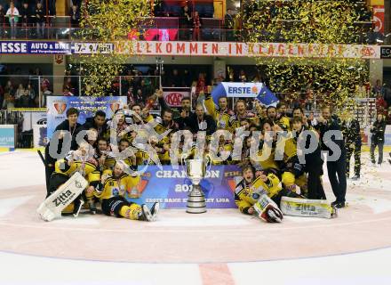 EBEL. Eishockey Bundesliga. KAC gegen 	UPC Vienna Capitals. Meisterjubel   (Vienna Capitals). Klagenfurt, am 7.4.2017.
Foto: Kuess

---
pressefotos, pressefotografie, kuess, qs, qspictures, sport, bild, bilder, bilddatenbank