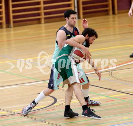 Basketball 2. Bundesliga. Play off. Viertelfinale. VF1. Raiders Villach gegen Dornbirn Lions. Erik Rhinehart (Villach), Mario Tobar Ruiz (Dornbirn). Villach, am 9.4.2017.
Foto: Kuess
---
pressefotos, pressefotografie, kuess, qs, qspictures, sport, bild, bilder, bilddatenbank