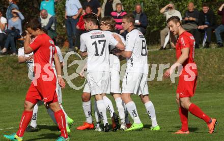 Fussball Kaerntner Liga. ATUS Ferlach gegen WAC Amateure. Torjubel Marcel Holzer, Tadej Trdina, Moritz Leitner (WAC). Ferlach, am 13.4.2017.
Foto: Kuess
---
pressefotos, pressefotografie, kuess, qs, qspictures, sport, bild, bilder, bilddatenbank