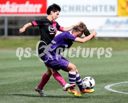 Fussball. Frauen. 2. Liga Ost Sued. Carinthians Spittal gegen FC Feldkirchen/SV Magdalensberg. Stefanie Grossgasteiger, 	 (Spittal),  Bianca Angelika Friesacher (Feldkirchen/SV Magdalensberg). Spittal, am 16.4.2017.
Foto: Kuess
---
pressefotos, pressefotografie, kuess, qs, qspictures, sport, bild, bilder, bilddatenbank