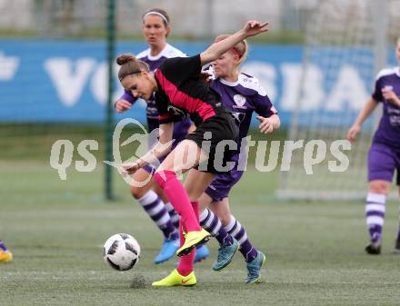 Fussball. Frauen. 2. Liga Ost Sued. Carinthians Spittal gegen FC Feldkirchen/SV Magdalensberg. Lena Thalmann,  (Spittal), Natalie Schranzer (Feldkirchen/SV Magdalensberg). Spittal, am 16.4.2017.
Foto: Kuess
---
pressefotos, pressefotografie, kuess, qs, qspictures, sport, bild, bilder, bilddatenbank