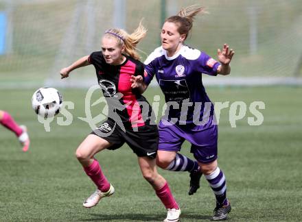 Fussball. Frauen. 2. Liga Ost Sued. Carinthians Spittal gegen FC Feldkirchen/SV Magdalensberg. Carmen Oberressl, (Spittal), Nadine Celine Just  (Feldkirchen/SV Magdalensberg). Spittal, am 16.4.2017.
Foto: Kuess
---
pressefotos, pressefotografie, kuess, qs, qspictures, sport, bild, bilder, bilddatenbank