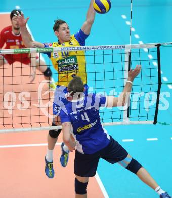 AVL. DenizBank AG Volley League Men. 5. Finalspiel. SK Posojilnica Aich/Dob gegen Hypo Tirol VT. Nejc Pusnik (Aich Dob), Jan Krol   (Tirol). Bleiburg, am 23.4.2017.
Foto: Kuess
---
pressefotos, pressefotografie, kuess, qs, qspictures, sport, bild, bilder, bilddatenbank