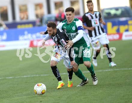 Fussball Bundesliga. RZ Pellets WAC gegen  SV Mattersburg. Christian Klem,  (WAC), Patrick Farkas (Mattersburg). Wolfsberg, am 29.4.2017.
Foto: Kuess

---
pressefotos, pressefotografie, kuess, qs, qspictures, sport, bild, bilder, bilddatenbank